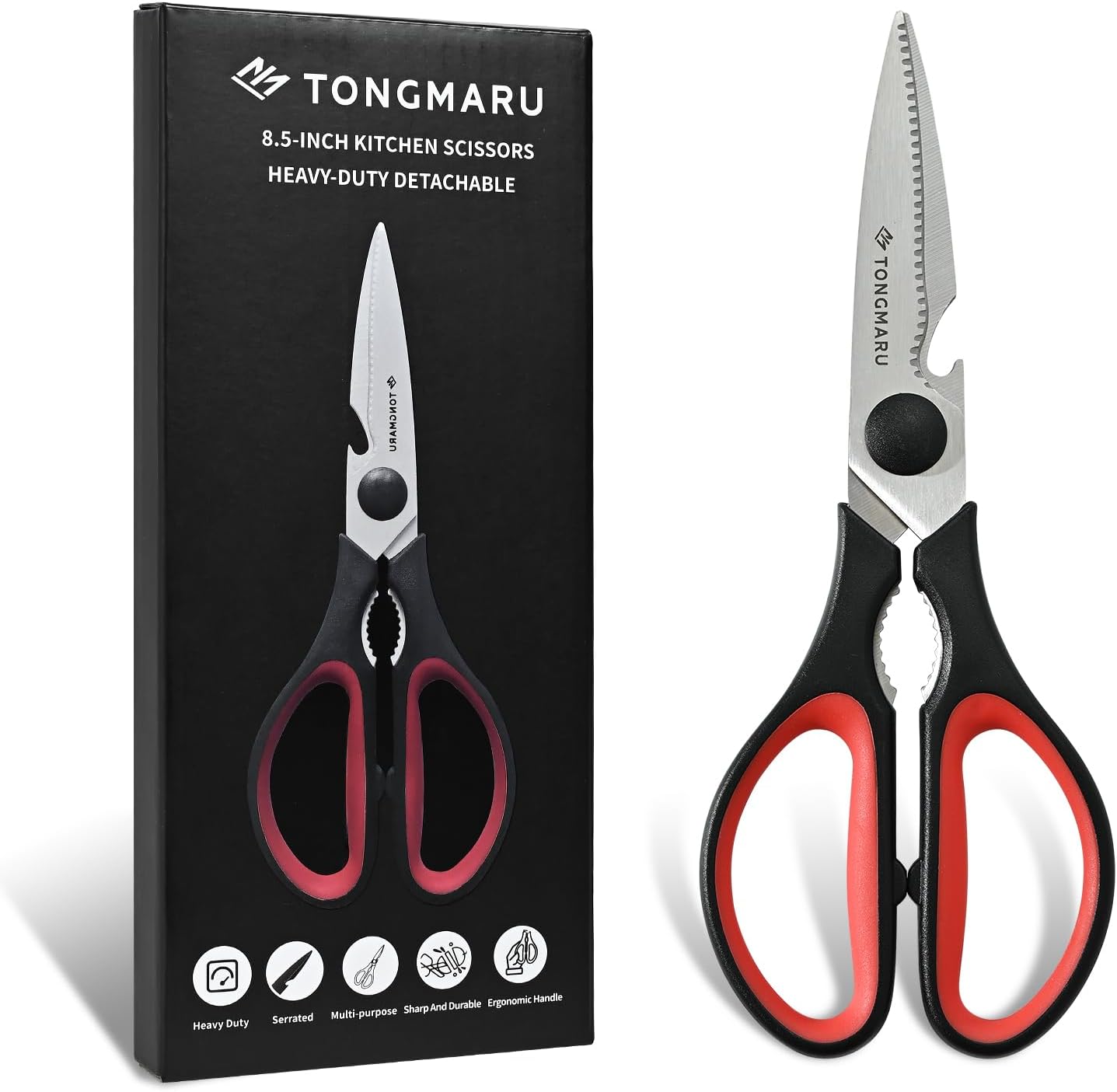 Kitchen Cooking Shears Heavy Duty Kitchen Scissor with, Detachable, All Purpose Scissors, Dishwasher Safe Scissors, Serrated Blades, Nutcracker and Bottle Opener function included (1 Pack)