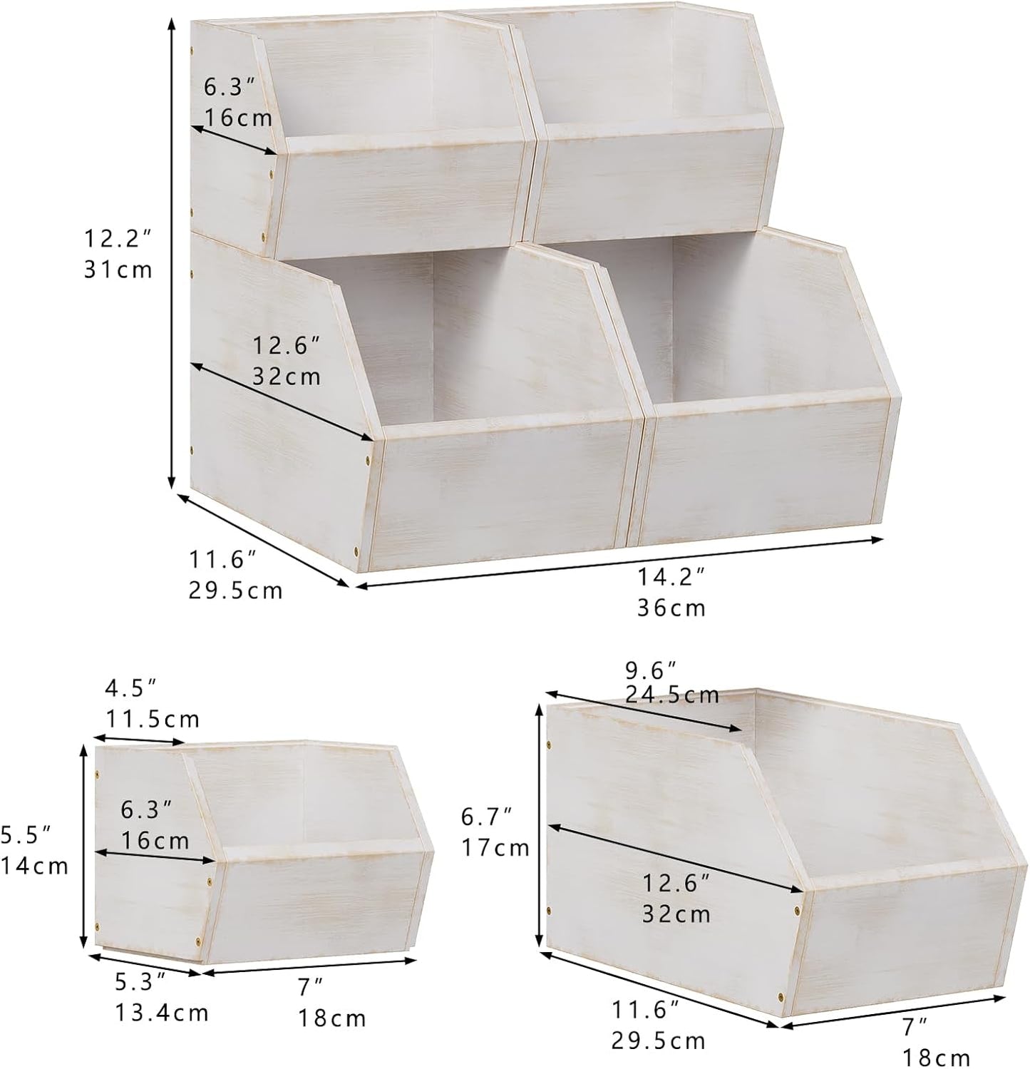 2 Set Bamboo Pantry Storage Bins Wood Stackable Baskets Potato and Onion Storage Bins Fruits Vegetable Bread Organization for Kitchen Counter