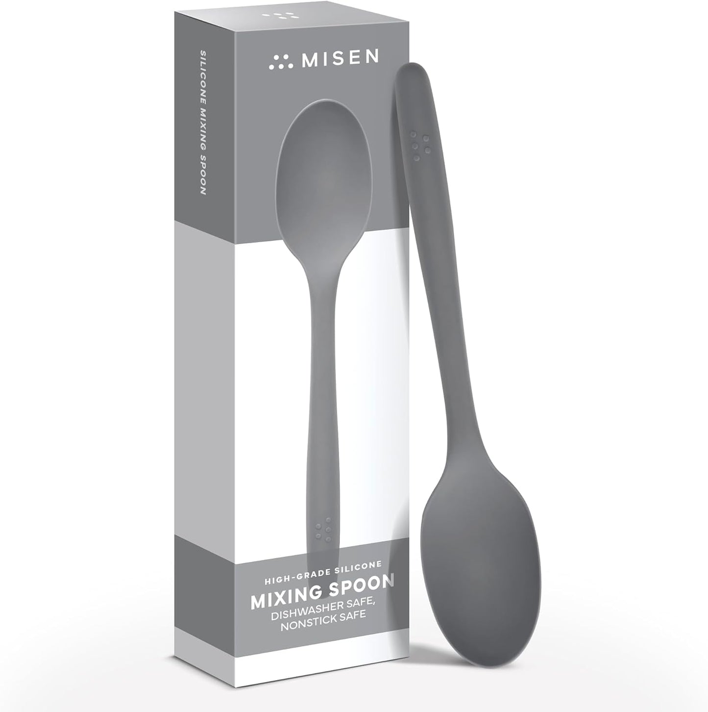 Misen Silicone Mixing Spoon - Professional-Grade, Dishwasher Safe - No Scratch Nonstick-Safe Kitchen Tool for Stirring, Scraping, and Serving - Stong, Durable, Heat Resistant - Gray