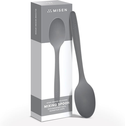 Misen Silicone Mixing Spoon - Professional-Grade, Dishwasher Safe - No Scratch Nonstick-Safe Kitchen Tool for Stirring, Scraping, and Serving - Stong, Durable, Heat Resistant - Gray