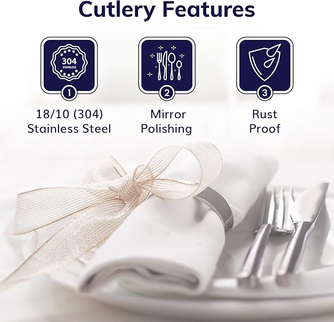 Aafeen 20 Piece Silverware Flatware Cutlery Set | 18/10 Stainless Steel Flatware Set For 4 | Heavy Duty, Durable, Rust Proof Mirror Polished, Elegant Tableware (1.16)