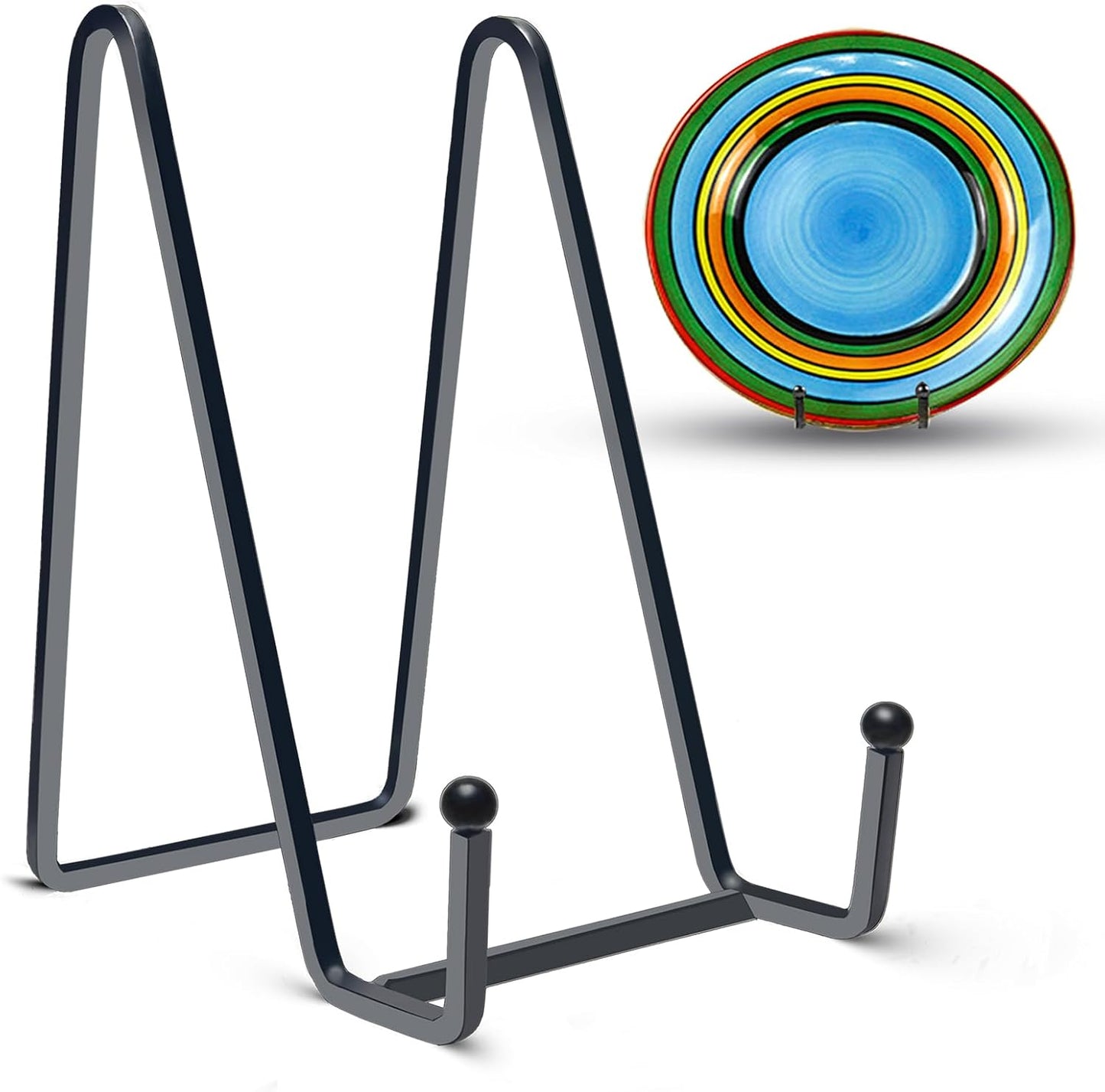 3 Packs 6 Inch Plate Stands for Display,Table Top Picture Stands,Small Black Metal Frame Holder for Plates, Photos, Books,Decor