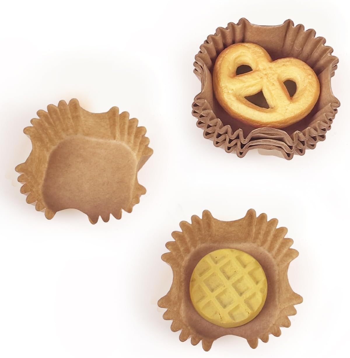 qiqee 500pcs Natural Square Cupcake Liners Muffin Linner No Smell, Food Grade Brown Baking Cups（Standard Size）