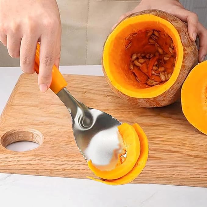 Heavy Duty Pumpkin Corer and Pulp Scooper | Manual Carving Tool with Grip Handle | Fruit and Vegetable Core Remover Scraper for Halloween Pumpkin