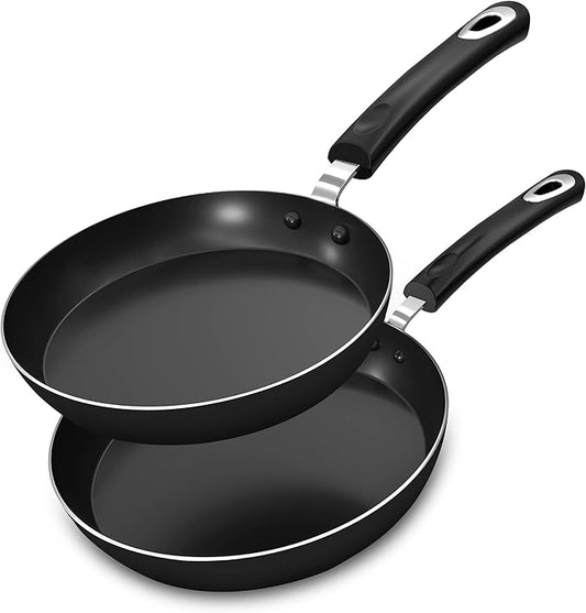 Utopia Kitchen Saute Fry Pan Nonstick Frying Pan 11 Inch Induction Bottom Aluminum Alloy and Scratch Resistant Body Riveted Handle (Black) Pack of 02