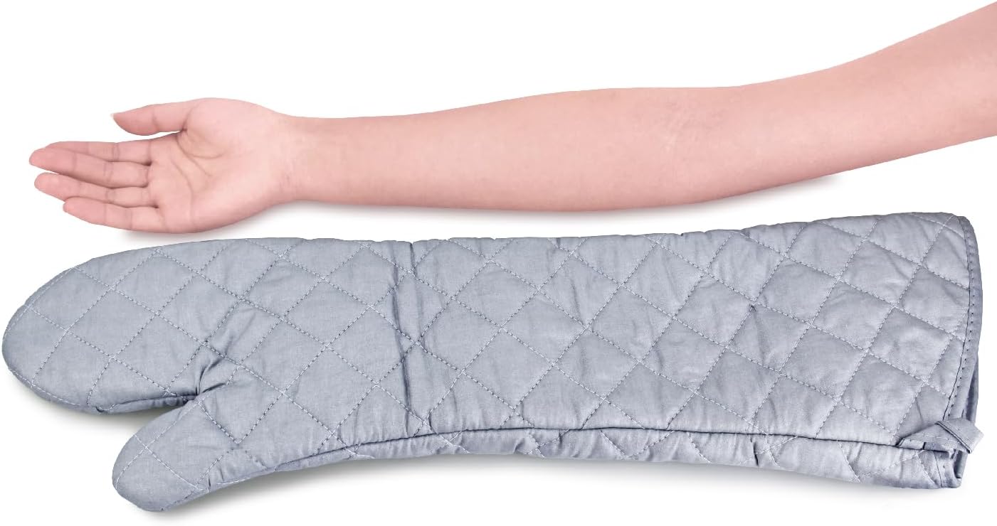 2 Pairs 24 Inch Extra Extra Long Oven Mitts Heat Resistant Cotton Lining Oven Thick Gloves Kitchen Food Service Mittens for Pot Holders Cooking Baking BBQ
