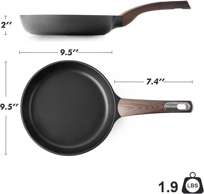 SENSARTE Nonstick Frying Pan Skillet 9.5Inch Non Stick Egg Pan Omelette Pans, Healthy Kitchen Cooking Chef's Pan, Free of Intentionally Added PFOA/PFOS, Induction Compatible, Black