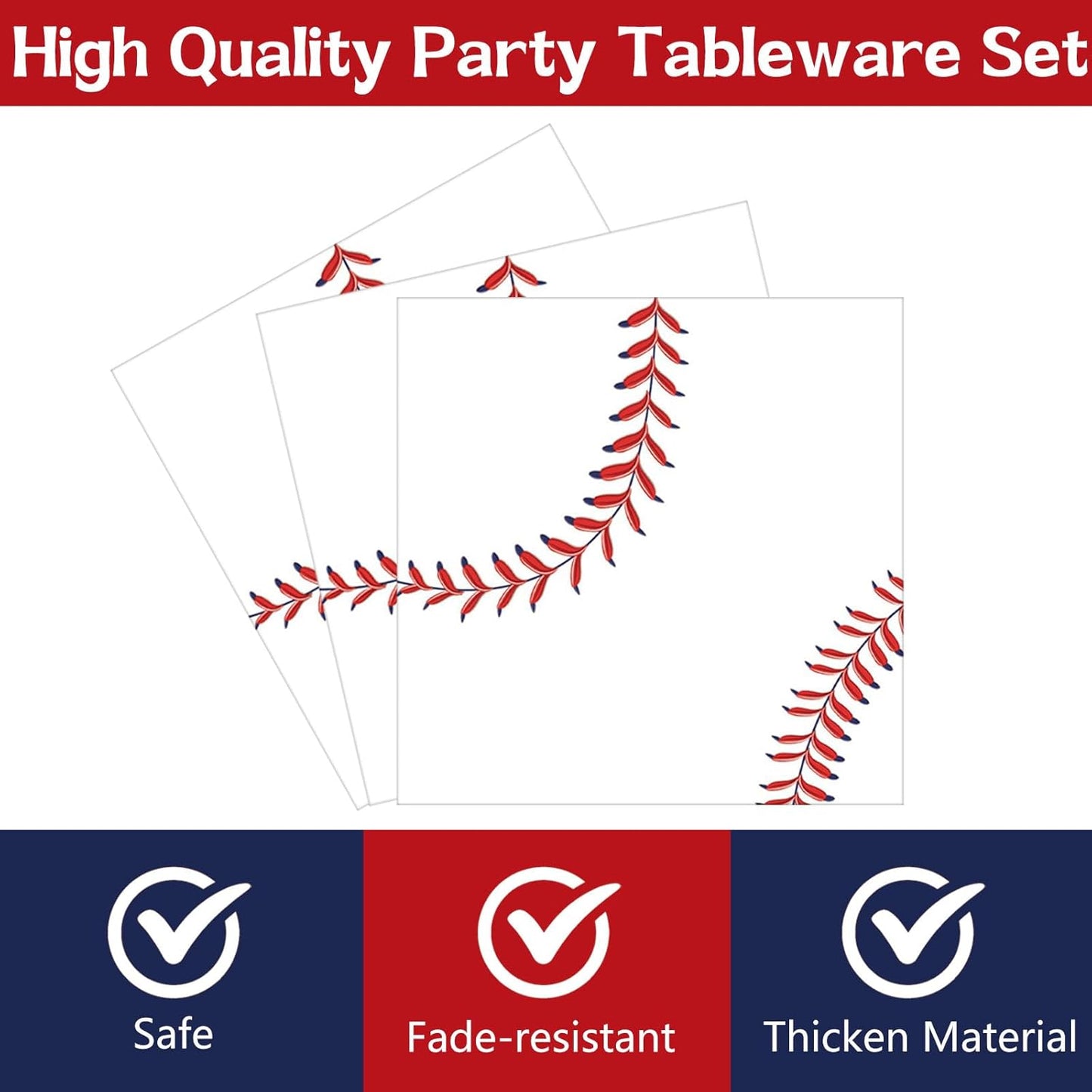 DTDO 96Pcs Baseball Party Supplies Paper Plates Napkins Forks Sport Theme Birthday Party Decorations Gameday Birthday Disposable Dinnerware Tableware for Boys Girls Serves 24