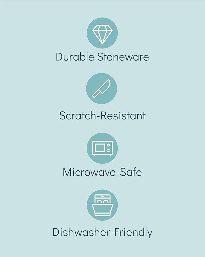 Stoneware dinnerware set 8 persons Rustic 24 pcs - Rustic design dinnerware set, dishwasher safe - Bowl and plate set - Pure Living dinnerware in smoky blue…