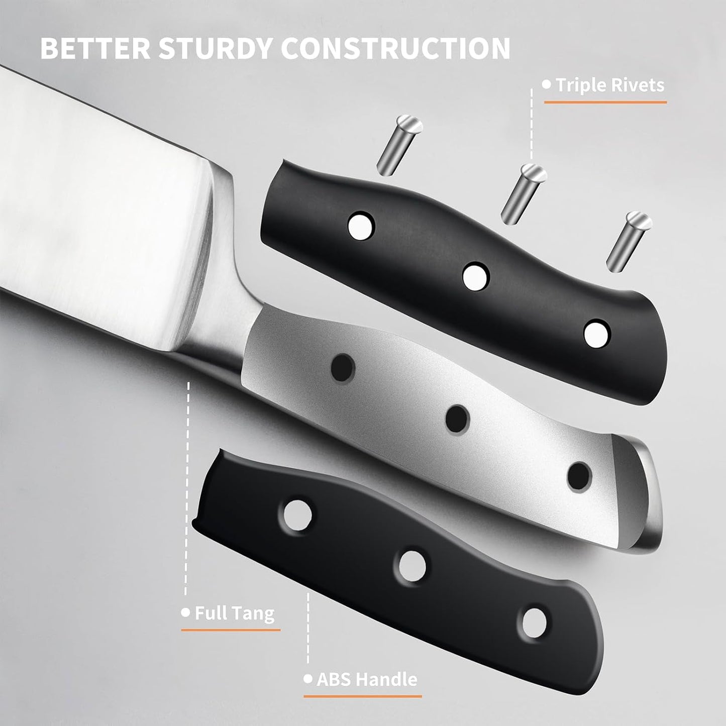 Alata 11-Piece Knife Set with Block, Razor-Sharp,Kitchen Knife Set, Forged Triple Rivet Stainless Steel Knife Block Set