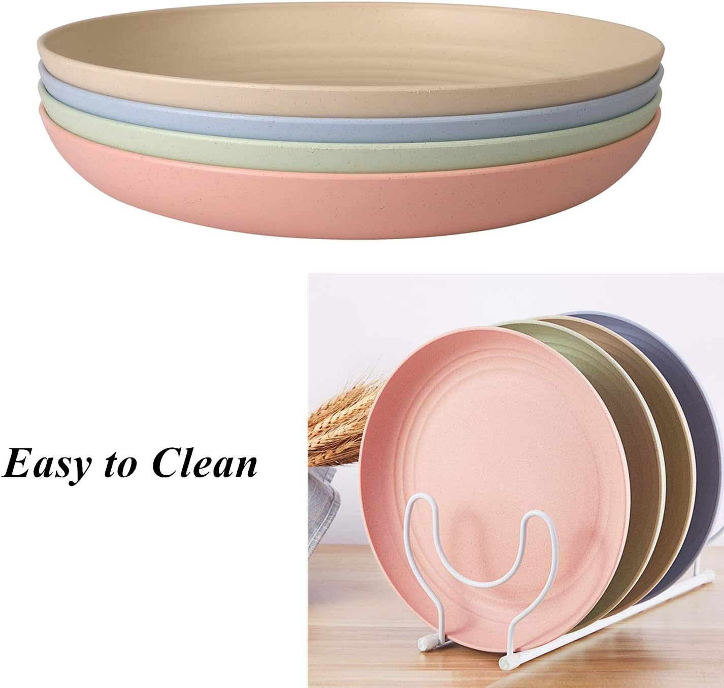 Wheat Straw Plates Lightweight Unbreakable Dinner Dishes Plates Set Dishwasher & Microwave Safe (Extra Large 4 Pack 10')