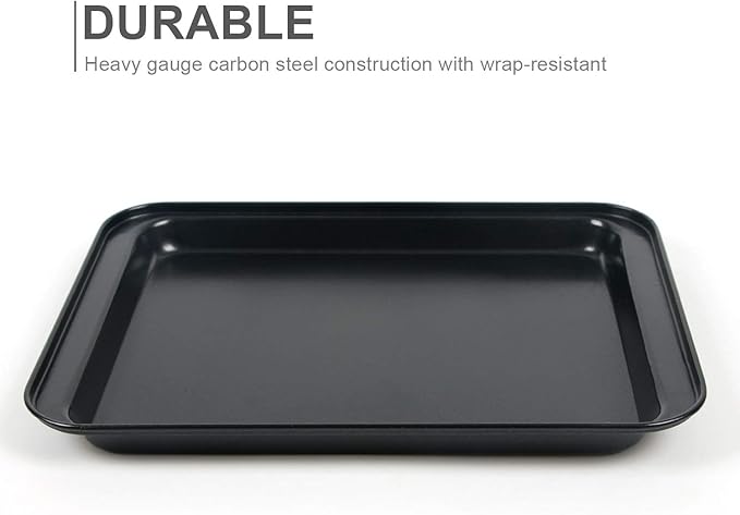 Small Baking Sheets for Oven, Shinsin Nonstick Cookie Pans Set of 3, 8 inch Carbon Steel Cookie Sheet Pans Professional Mini Baking Replacement Trays for Toaster Oven, Easy Clean, Dishwasher Safe