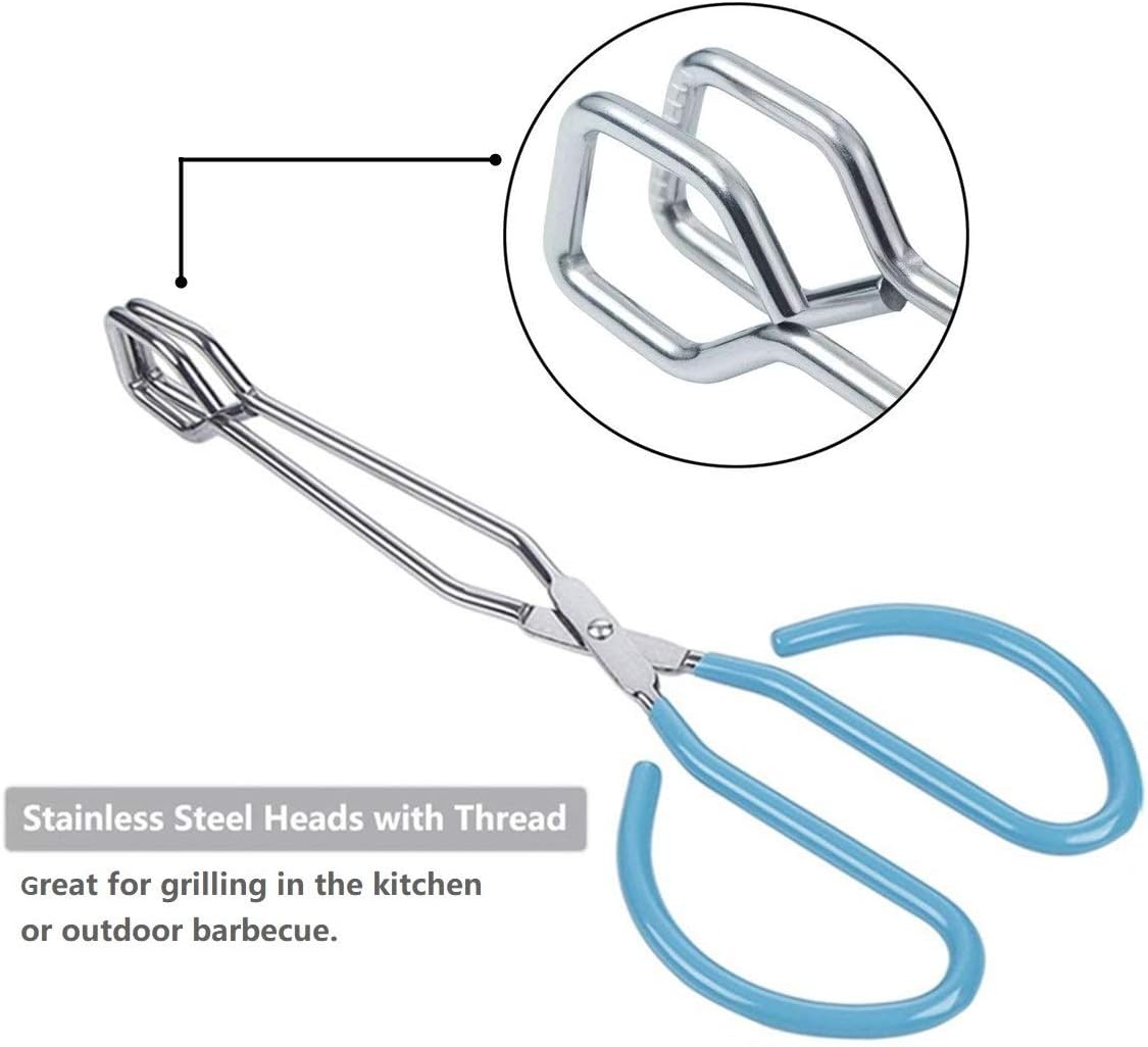 Food Tongs, Feeyei Heavy Duty Stainless Steel Kitchen Tongs for Cooking, Barbecue, Serving Scissors Tongs 10 Inches 2 packs (Blue)