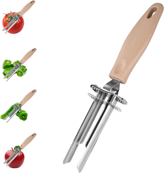 Fruit and Vegetable Core Remover, Stainless Steel Adjustable Red Bell Pepper Corer Practical Kitchen Apple Remover Gadget for Removing Fruit & Vegetable Cores