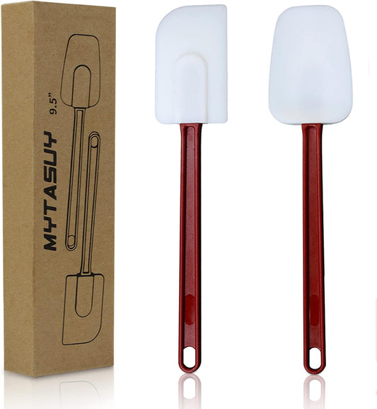 10 INCH Silicone Spatulas Heat Resistant Heavy Duty Rubber Spatulas Commercial Spatulas Set for Kitchen Use Silicone Cooking Utensils Sets of 2