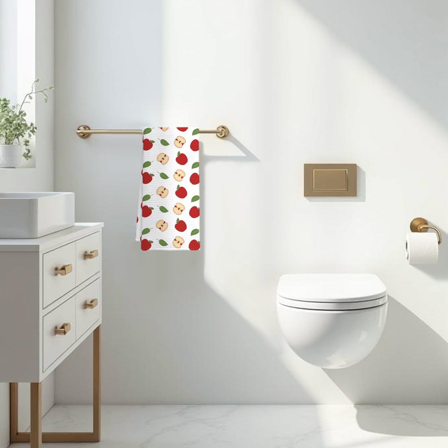 Apple Decor Kitchen Towel, Apple Hand Towel Dish Towel for Kitchen Bathroom Decor, Fruit Lover Gifts, 16x24 Inches