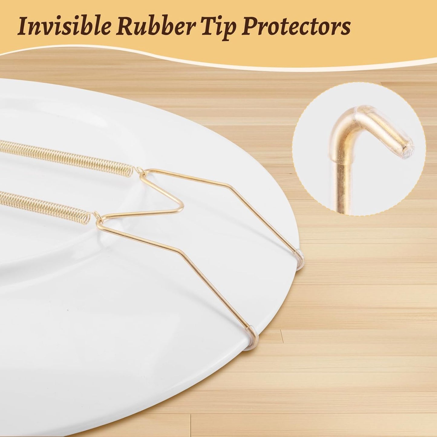 Plate Hangers for The Wall Suitable for 6-8 inch Small Decorative Plate, Invisible Stainless Steel Plate Hangers for Display with Wall Hooks, for Plates/Platter/Dish/Picture(Gold)