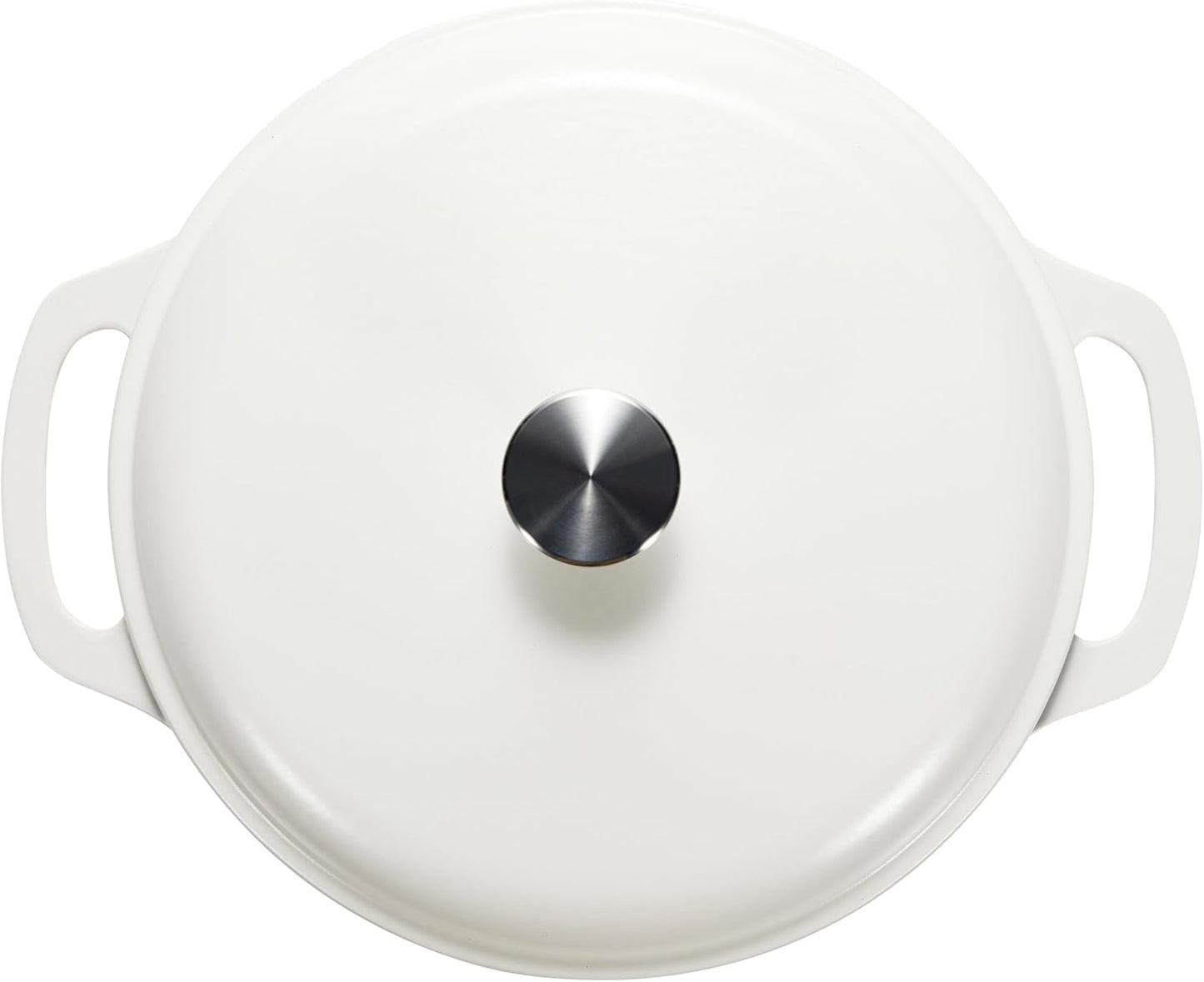 Amazon Basics Cast Iron Dutch Oven Pot with Lid, Enameled, Round, Dual Handles, Heavy-Duty, Large, 7.3-Quart, Matte White