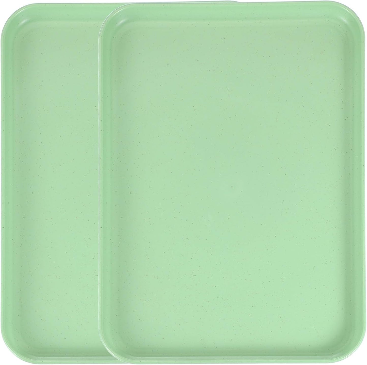 uxcell 2Pcs Plastic Serving Trays, 12.2 x 8.7 Inch Rectangle Food Trays Serving Cafeteria for Kitchen Restaurant Coffee Fruit Burger Lunch Dessert, Matcha