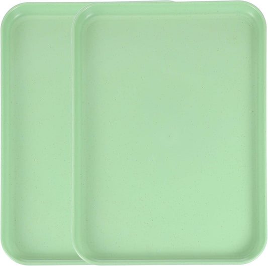 uxcell 2Pcs Plastic Serving Trays, 12.2 x 8.7 Inch Rectangle Food Trays Serving Cafeteria for Kitchen Restaurant Coffee Fruit Burger Lunch Dessert, Matcha