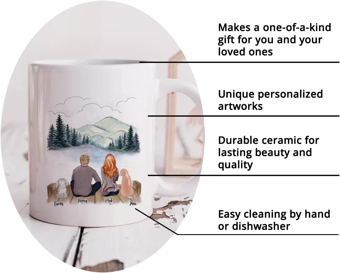 Gossby Personalized Dog Mug - Life is Better with Dogs (Couple 2 Dogs) 11oz, 15oz Mom, Dad for Women, Men Customized Lovers Gift Dad, Parents (GBMUG146VAR306)