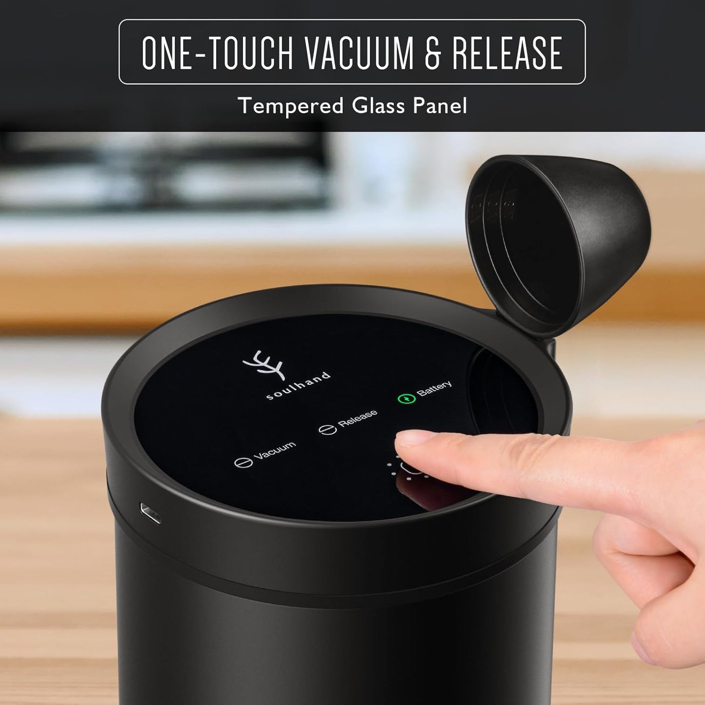 SOUL HAND Automatic Vacuum Coffee Canister for Coffee & Food Storage Airtight Sealed Coffee Storage Container, Stainless Steel Food Storage Containers for Coffee Beans - 1.2 L