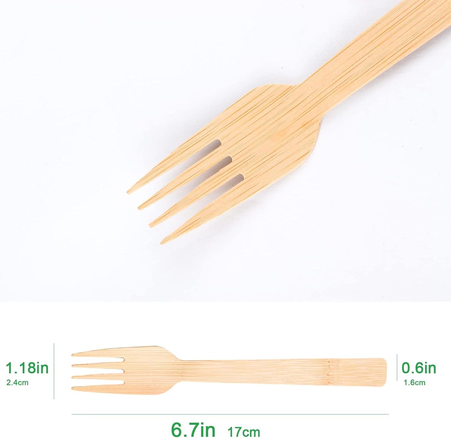 100% Bamboo Utensils -100 PK 6.7" Bamboo Compostable Forks Disposable Cutlery Set Biodegradable Eco Friendly Renewable Flatware Forks