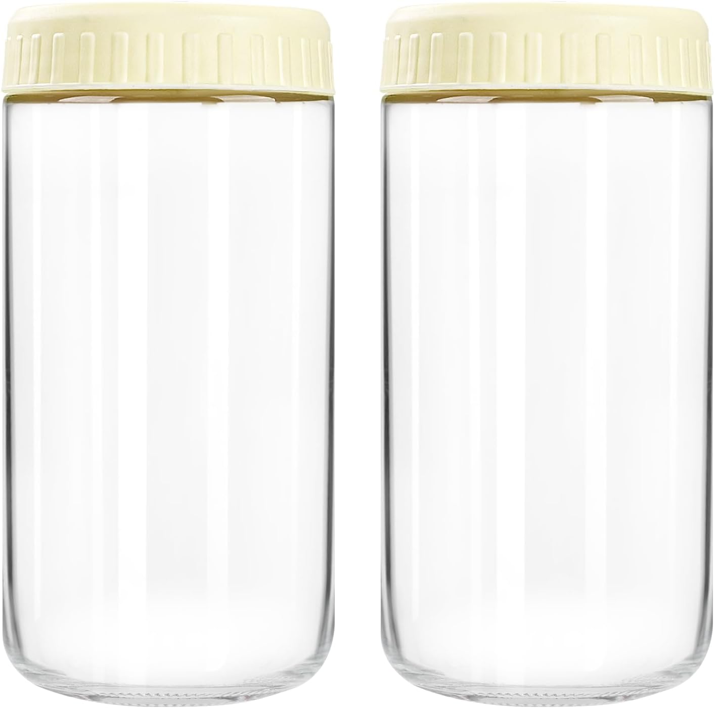 Overnight Oats Containers with Lids, 24oz Glass Jars with Lids 2 pcs, Milk White, Wide Mouth Mason jars for Salad, Yogurt, Snacks, Meal Prep
