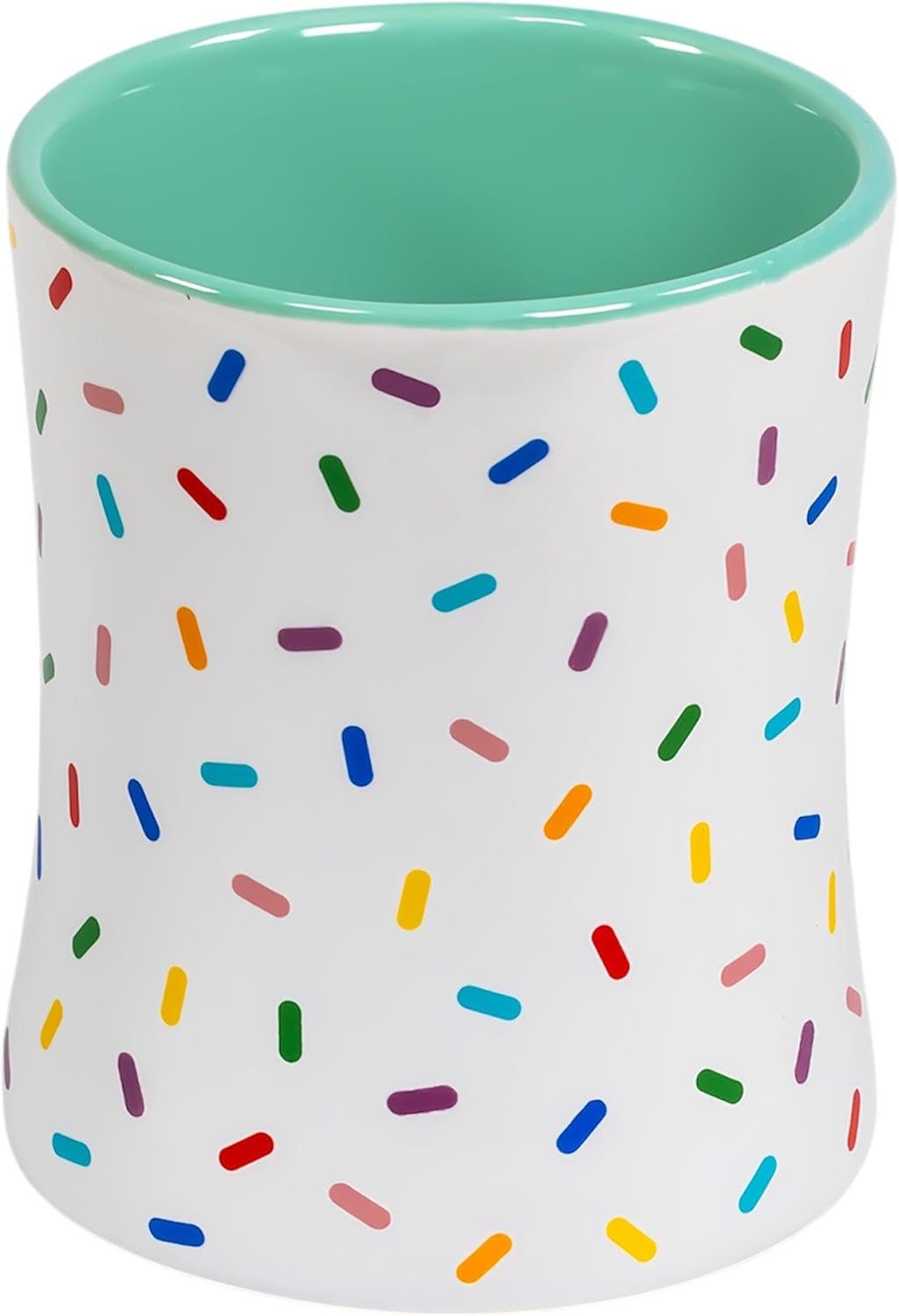 Mug | Mint Green Cute Coffee Mug with Rainbow Sprinkles | Birthday Cake Coffee Cup Gift | White Ceramic Cup with Green, Yellow, Red, Pink, and Blue Sprinkles | Fun Colorful Pattern