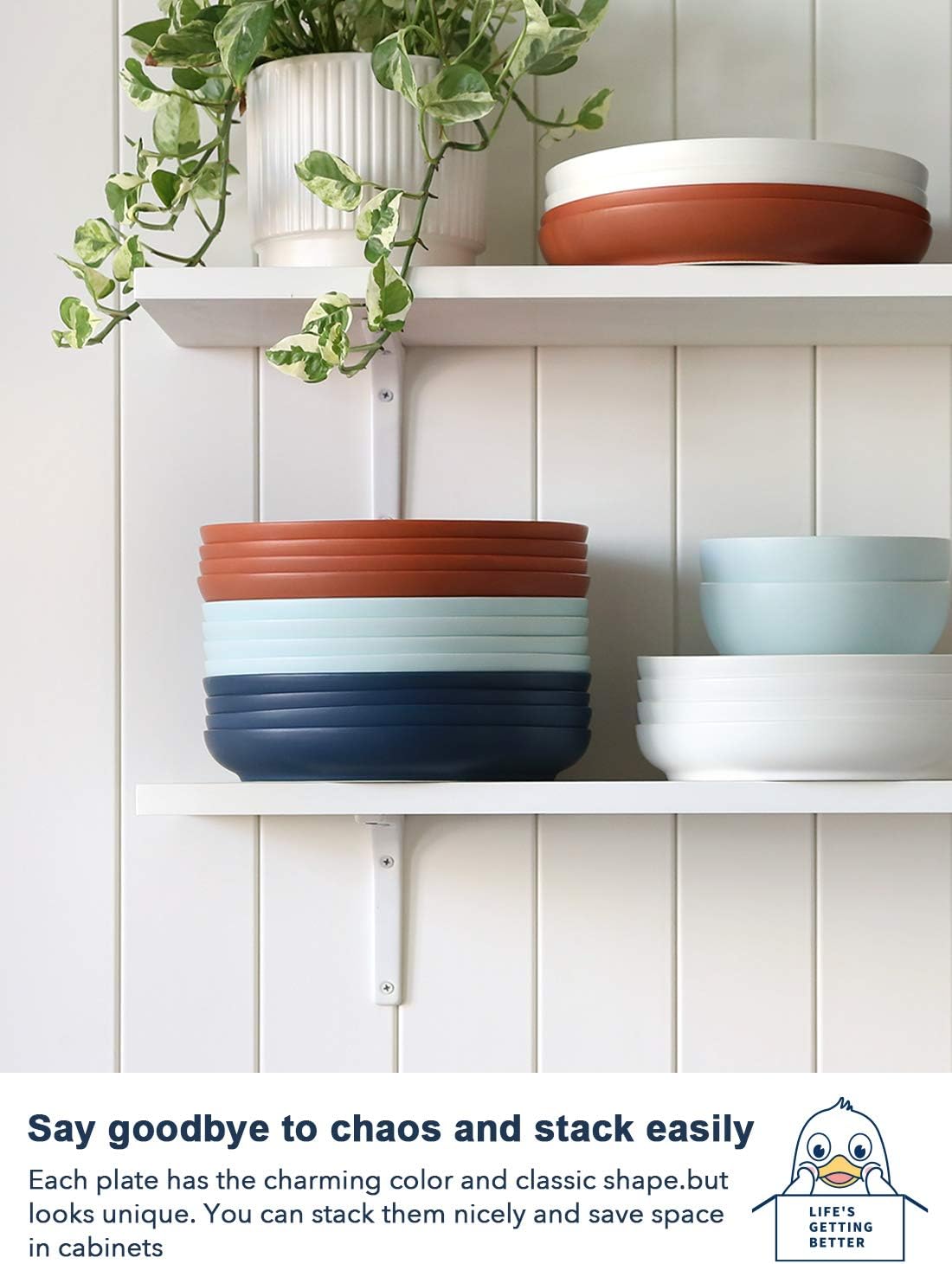 LE TAUCI Dinner Plate 9 inch, Ceramic Salad plate sets for Pasta, Risotto, Fluffiest, Pancakes, Dishwasher Microwave Oven Safe, set of 4, Sky blue