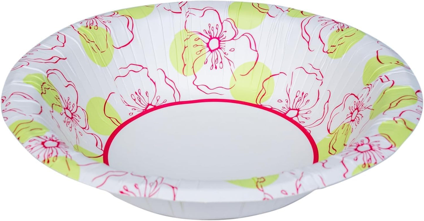 Glad Round Disposable Paper Bowls, Pink Flower Design - Heavy Duty, Soak Proof, Cut-Resistant, Microwavable Bowl for All Foods & Daily Use, 16 Oz, 50 Count - 6 Pack