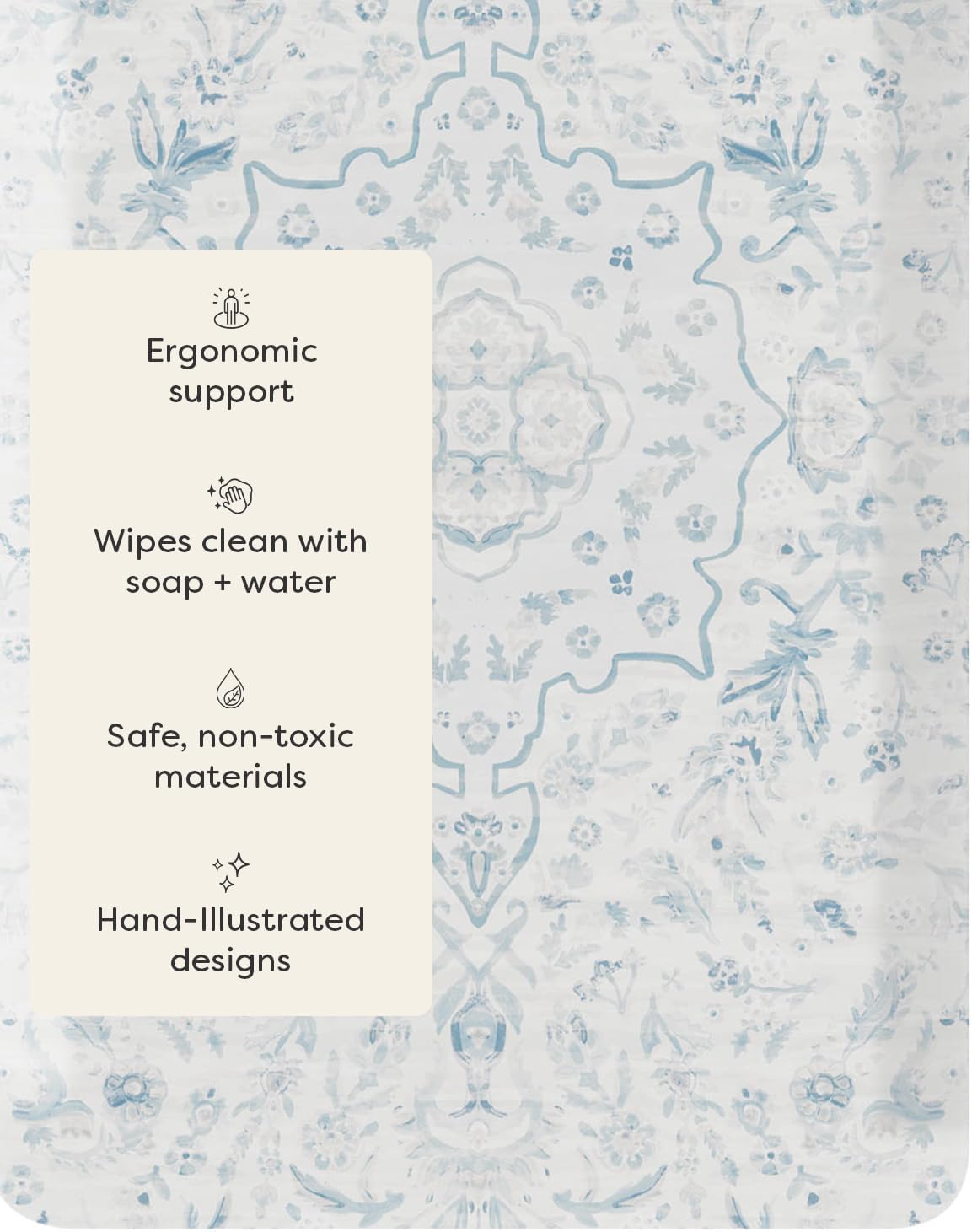 House of Noa Nama Standing Mat – Anti-Fatigue Cushioned Kitchen Mats for Floor | Ergonomic Bounce-Back Foam Kitchen Mats | Anti-Fatigue Mats for Kitchen & Standing | Emile Delft Blue | 22" x 54"