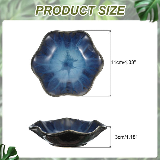uxcell 1Pcs Ceramics Jewelry Plate, Lotus Leaf Shape Key Holder Bowl for Entryway Table Decor Small Ring Tray Dish Gift for Women Girlfriend, Blue
