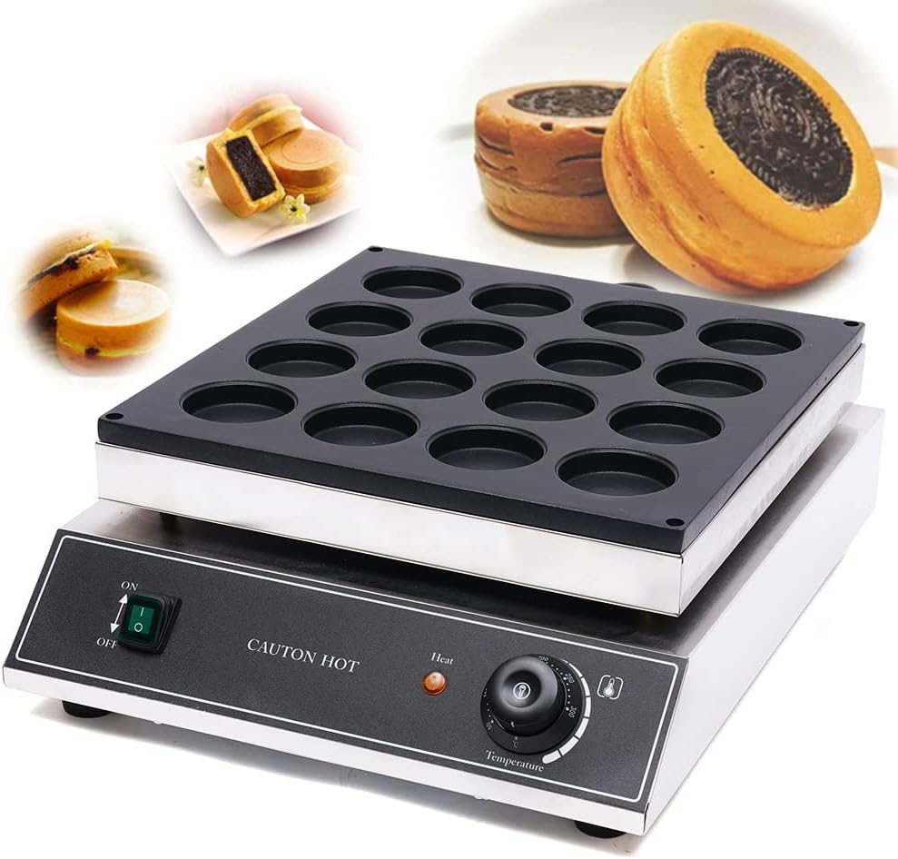 Commercial 110V Electric Red Bean Cake Baker, Muffin Maker & Waffle Maker - Nonstick Cast Iron Pan, Temperature Controlled Bread Toaster