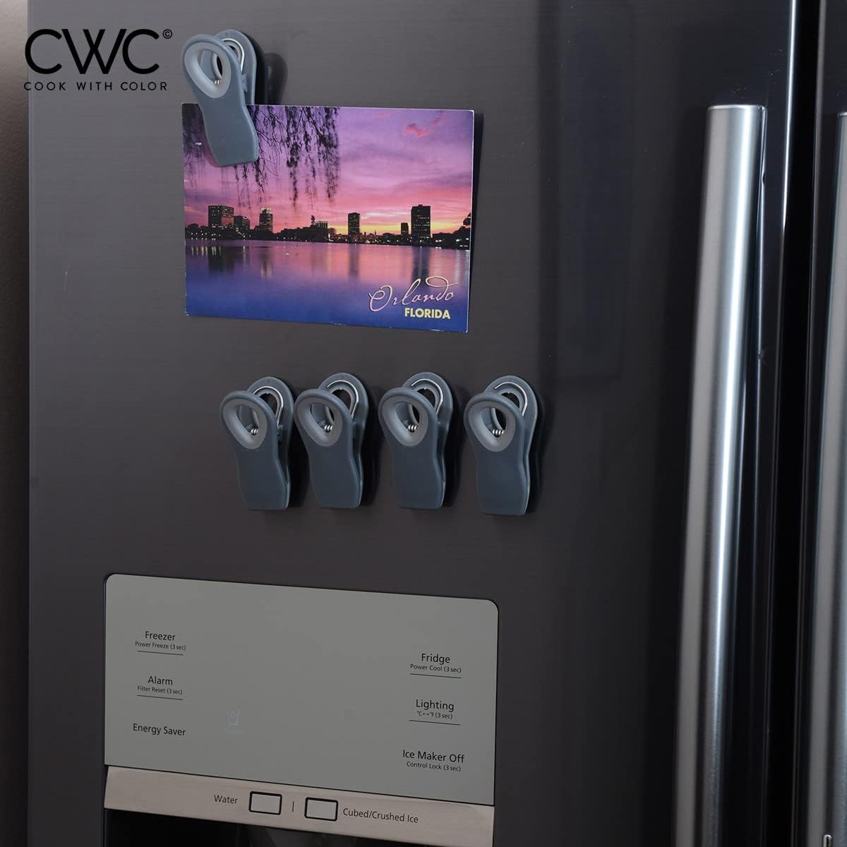 COOK WITH COLOR Bag Clips with Magnet- Food Clips, Chip Clips, Bag Clips for Food Storage with Airtight Seal Grip for Bread Bags, Snack Bags and Food Bags (Gray, Pack of 10)