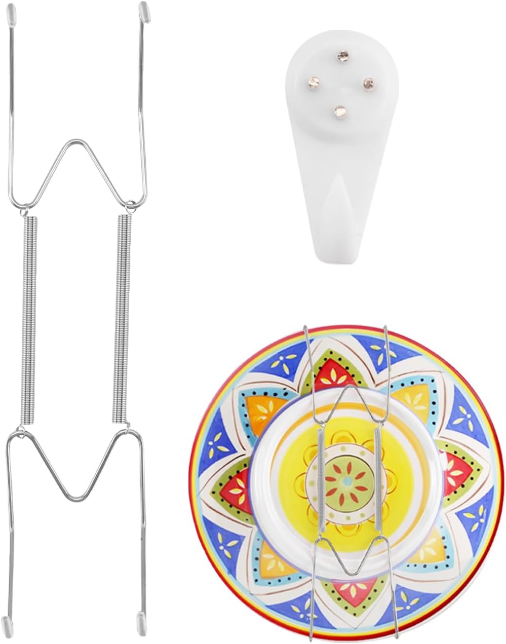 Plate Hangers for The Wall Suitable for 9-11 inch Small Decorative Plate, Invisible Stainless Steel Plate Hangers for Display with Wall Hooks, for Plates/Platter/Dish/Picture(Silver)