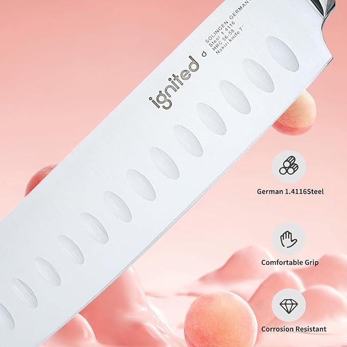 6.7 Inch Nakiri Knife, 1.4116 German High Carbon Steel Chef Knife, Kitchen Knife with Ergonomic ABS Handle,Various Vibrant Colors Meat Cleaver, Small Butcher Knife with Gift Box