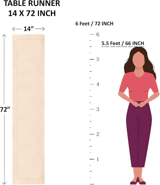 Solino Home Linen Table Runner 72 Inches Long - 100% Pure Linen Red and White Dining Table Runner 14 x 72 Inch for Christmas, Holiday - Contempo