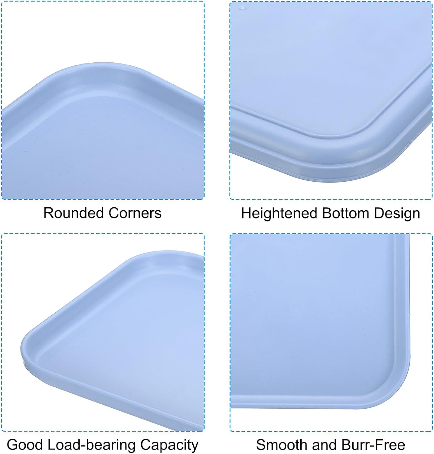 PATIKIL Plastic Fast Food Serving Tray, 2 Pcs 15" x 10.6" Reusable Rectangular Cafeteria Serving Platter for Party Kitchen Restaurant, Light Blue