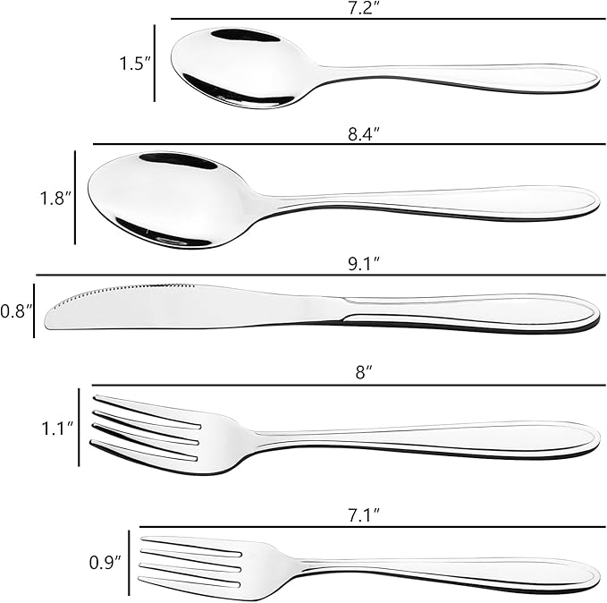 Hespama 60 Pieces Silverware Set Service for 12, Stainless Steel Kitchen Flatware