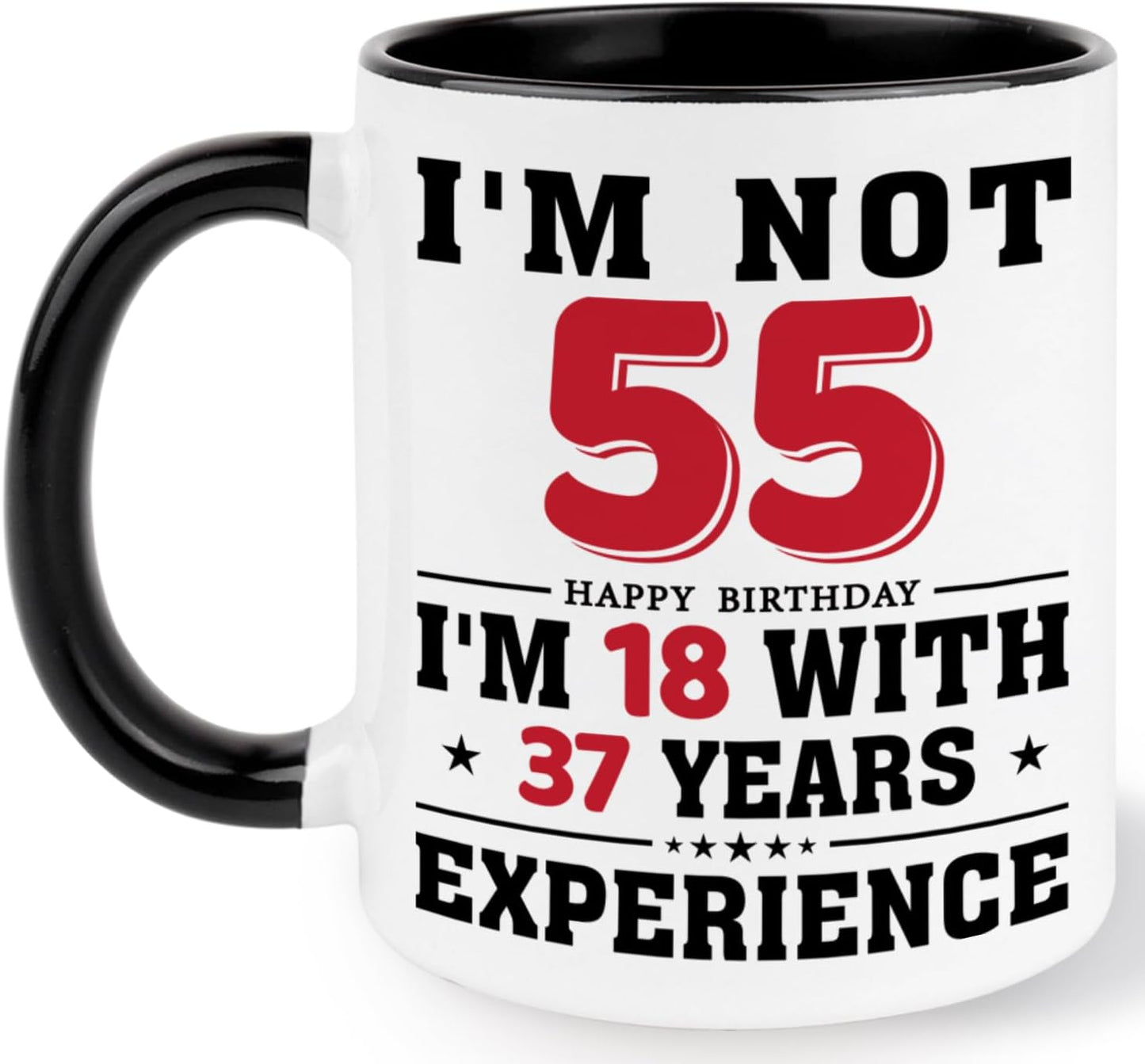 55th Birthday Coffee Mug, 55 year old Birthday Gift Ideas for Men Women Her Him, Red Black 11oz