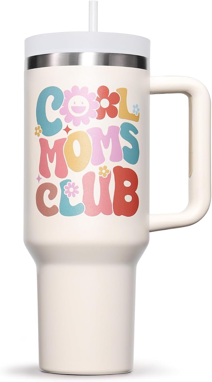 Gifts for Mom, Christmas Gifts from Daughter Son, 40 OZ Tumbler Best Mother Birthday Gift for Mother-in-Law Wife Mama, Cool Moms Club Insulated Cup with Handle New Mom Xmas Gift for Wife from Husband