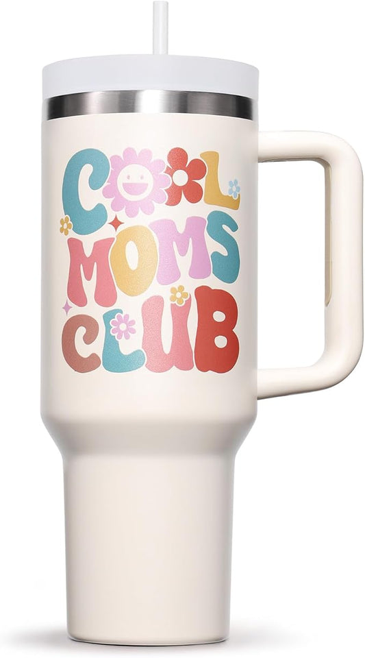 Gifts for Mom, Christmas Gifts from Daughter Son, 40 OZ Tumbler Best Mother Birthday Gift for Mother-in-Law Wife Mama, Cool Moms Club Insulated Cup with Handle New Mom Xmas Gift for Wife from Husband