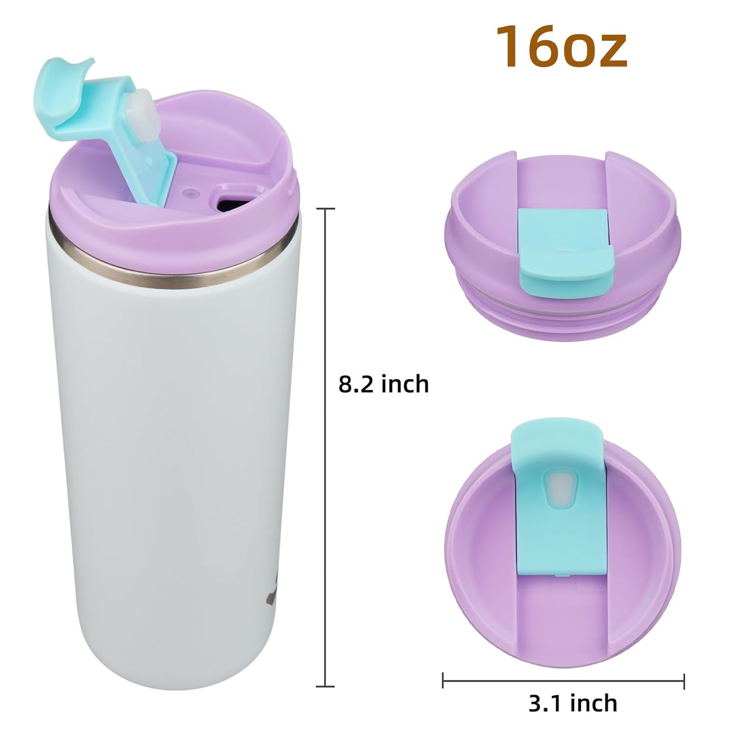 Tumbler with Lid, 16 oz Travel Coffee Mug Double Wall Vacuum Stainless Steel Thermal Metal Cup Insulated Water Bottle,Haze Ash