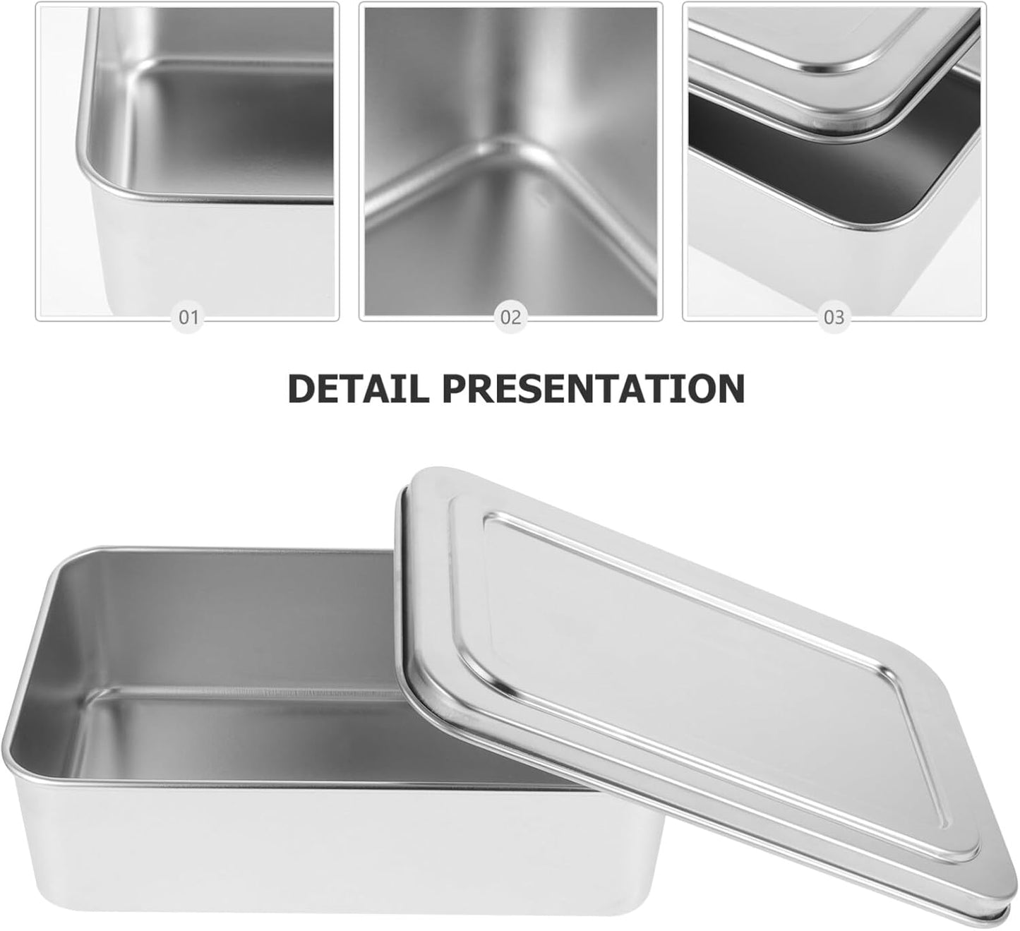 Kichvoe Loaf Pan For Baking Bread - Stainless Steel Loaf Pan With Lid -Non-Stick Toast Mold Rectangle Cake Molds Metal Bakeware For Homemade Meatloaf, Cakes, Brownies, 9.05 X 5.90 X 2.55 Inch