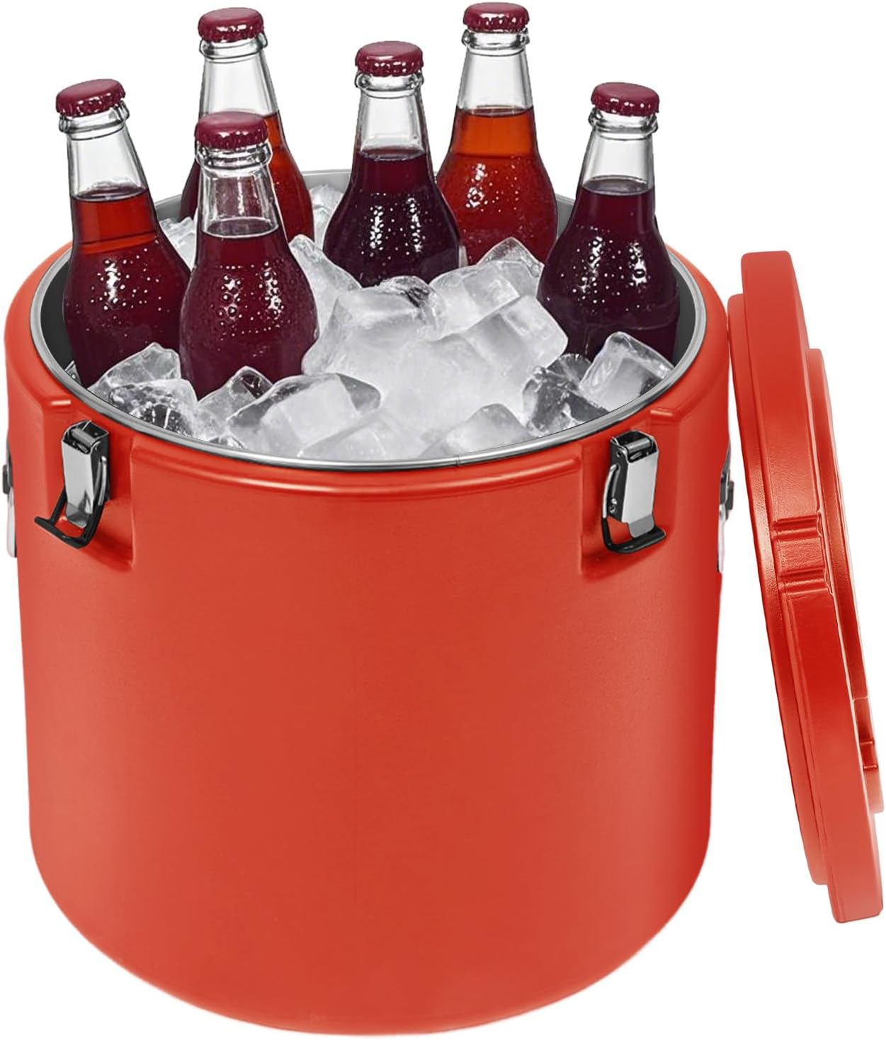 DYNAMI 13.2Gal Large Insulated Food Container, Portable Commercial Food Warmer Insulated Soup Container Cold Hot Box for Catering,304 Stainless Steel Inner Liner, Sealed and Leak-proof (Red)