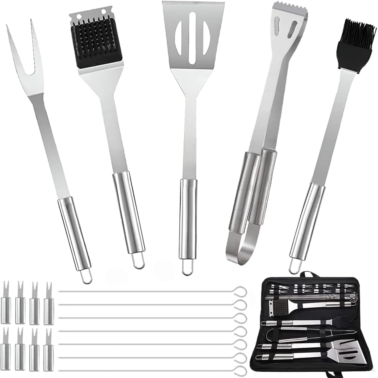 BBQ Grill Accessories Set, 20Pcs Barbecue Grill Tools, Stainless Steel BBQ Utensil Kit with Case for Smoker Camping, Great Choice for Outdoor Kitchen Cooking, Gift for Thanksgiving Day, Christmas