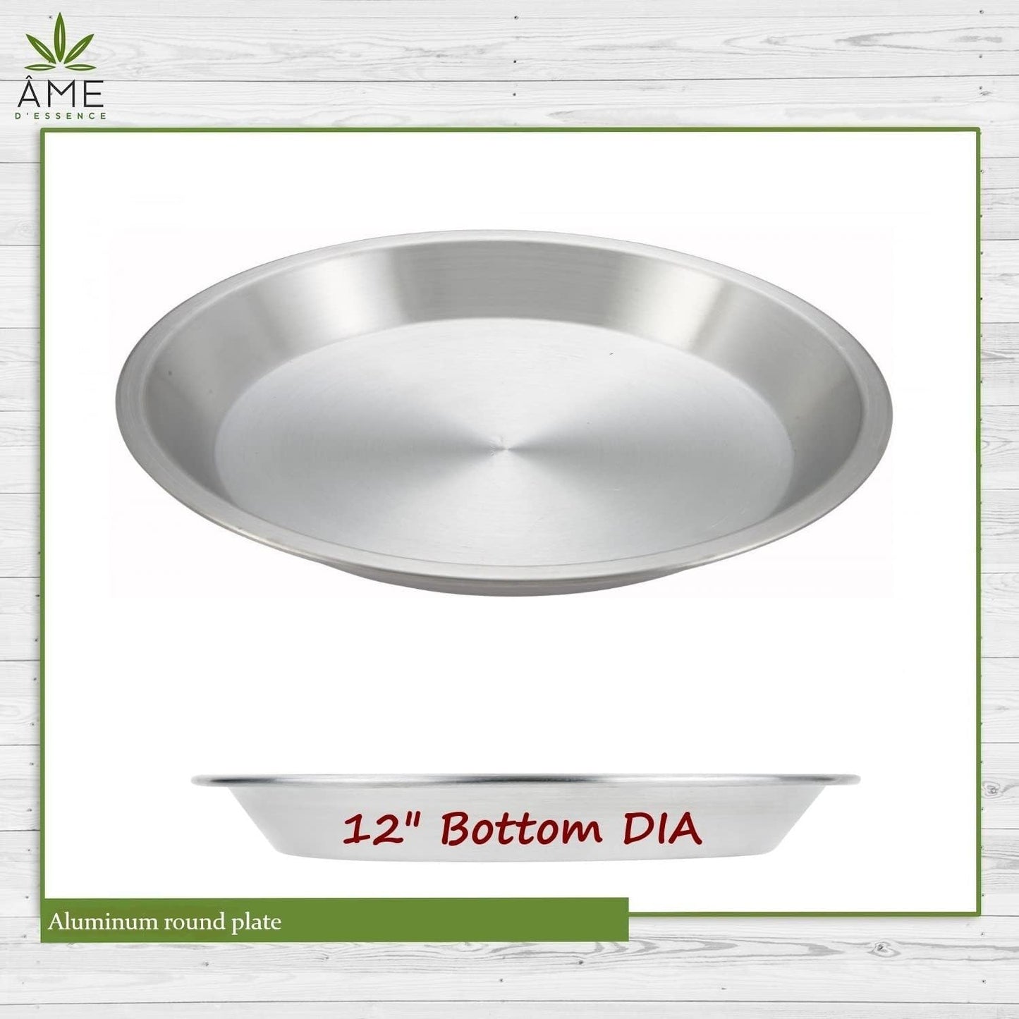 AME D'ESSENCE (1PC-12) Aluminum Pie Pan Commercial Grade Round Pie Plate Size 12" x 1mm Thick