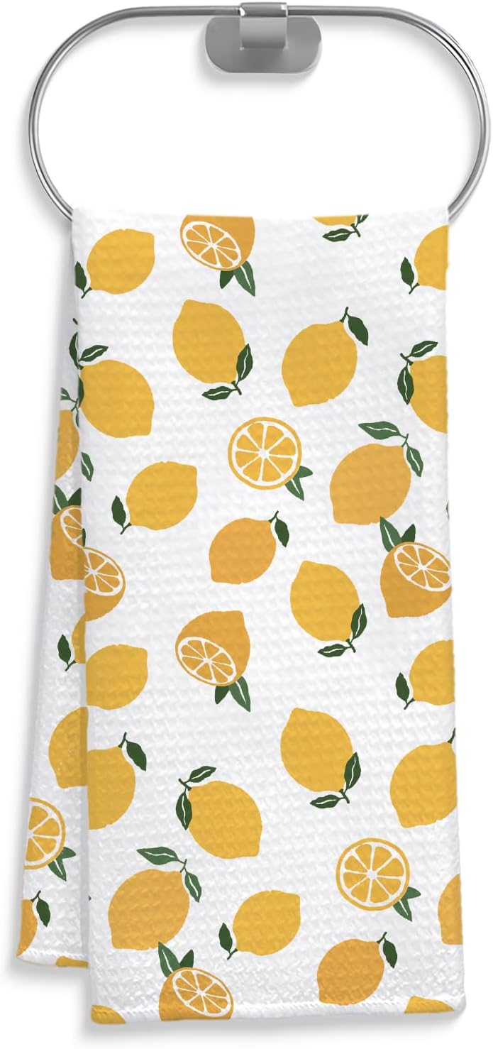Lemon Decor Kitchen Towel, Lemon Hand Towel Dish Towel for Kitchen Bathroom Decor, Fruit Lover Gifts, 16x24 Inches