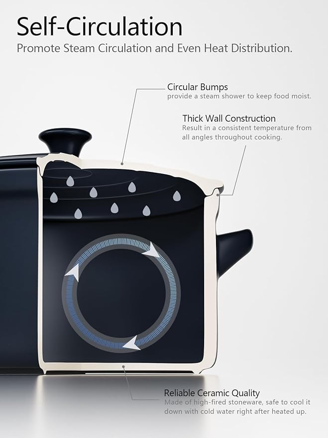 LE TAUCI 3 Quart Ceramic Dutch Oven - Lightweight, Non-Toxic, No Seasoning Needed- Oven, Microwave & Dishwasher Safe, Dutch Oven Pot with Lid for Sourdough, Soup & Stew, Midnight Blue